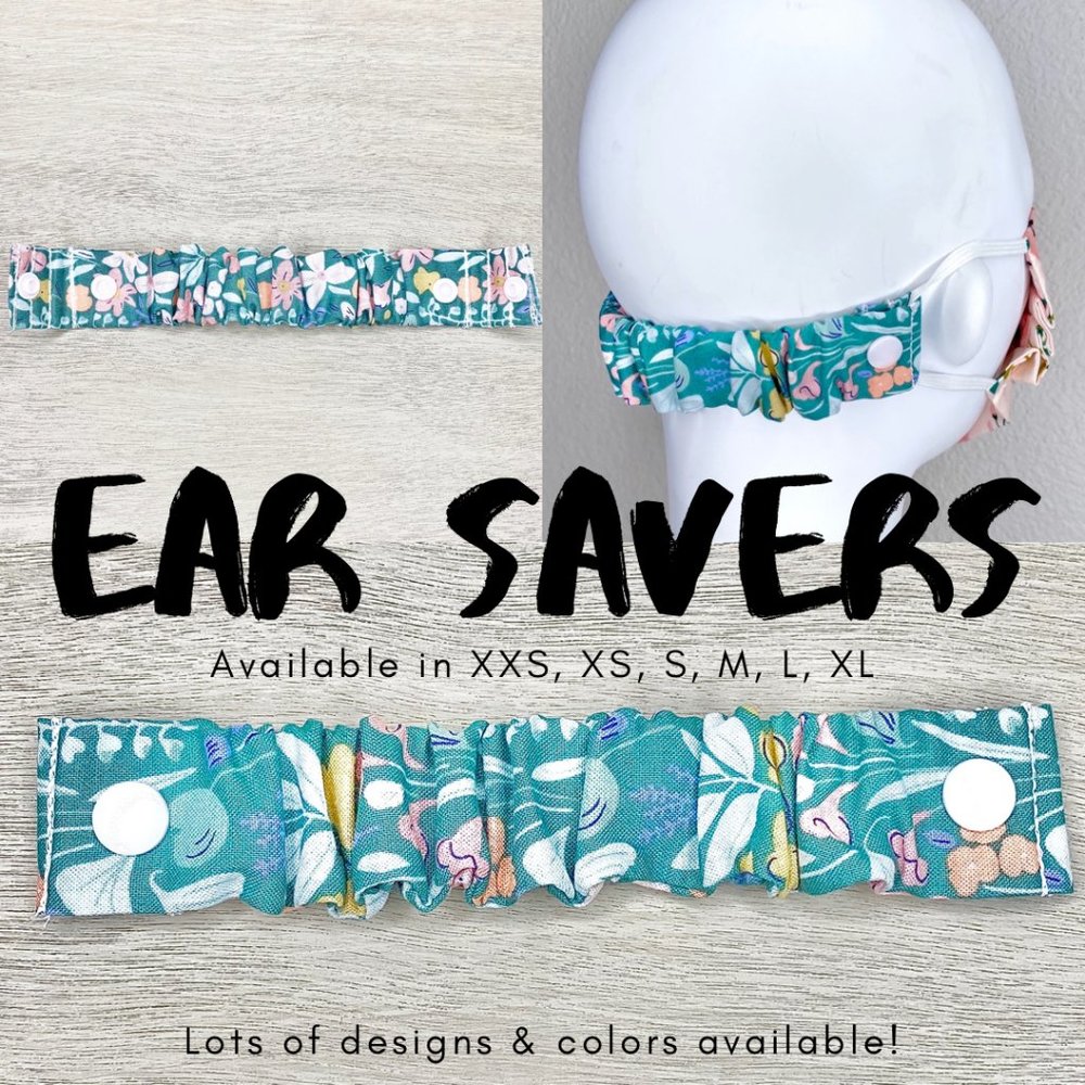 THE BEST EAR SAVERS Multiple Sizes Seafoam Floral